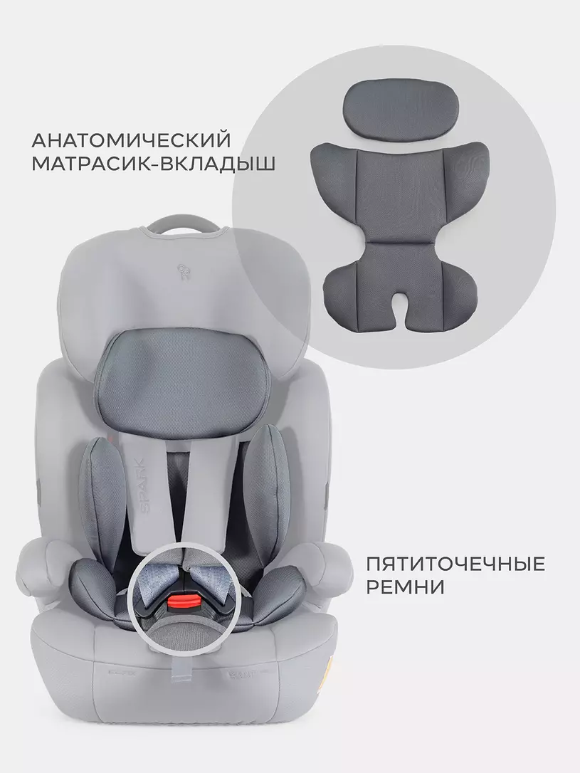 Автокресло Rant Basic Spark Next группа 1/2/3 (9-36 кг) Grey