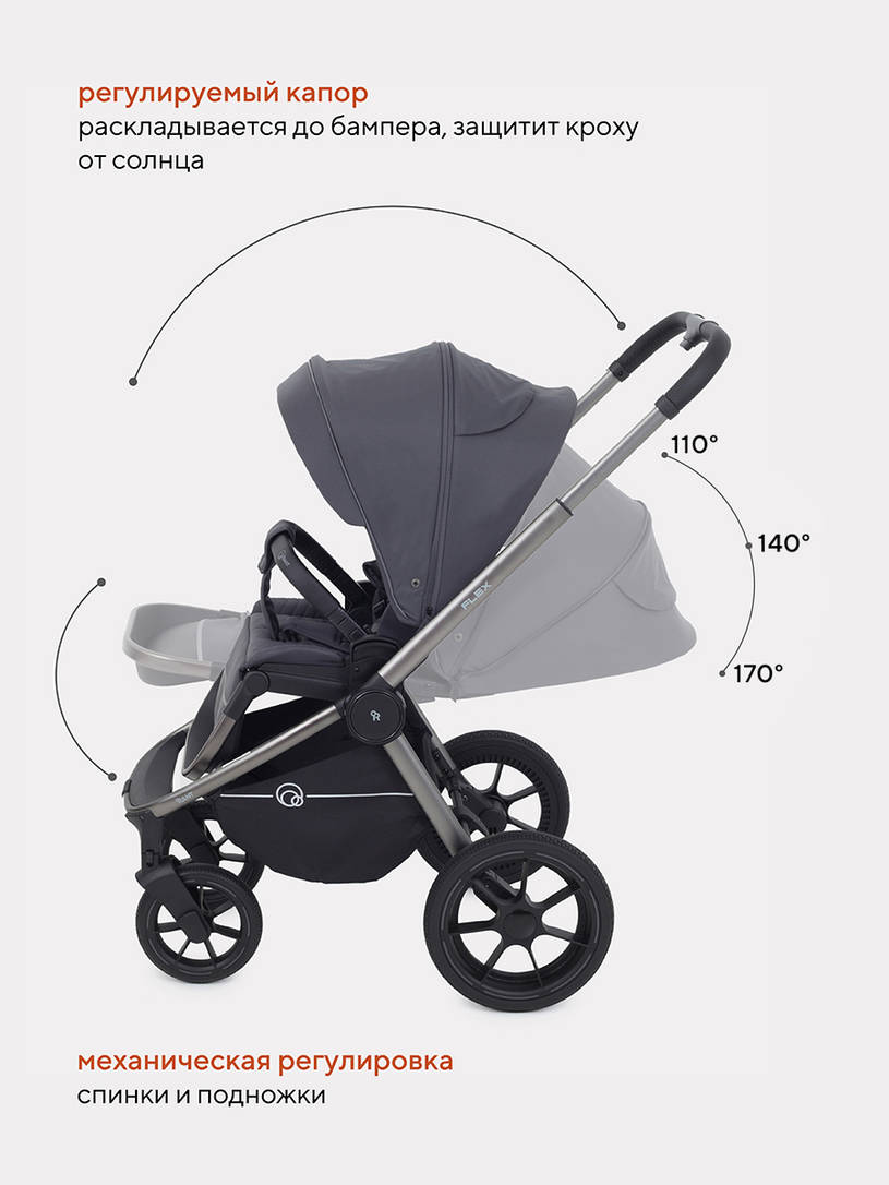 Коляска 2 в 1 RANT FLEX PRO 2023 RA074 GRAPHITE
