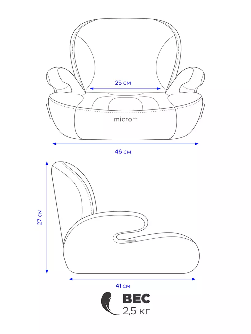 Автокресло-бустер Rant Micro MAX Isofix группа 3 (22-36 кг) Black