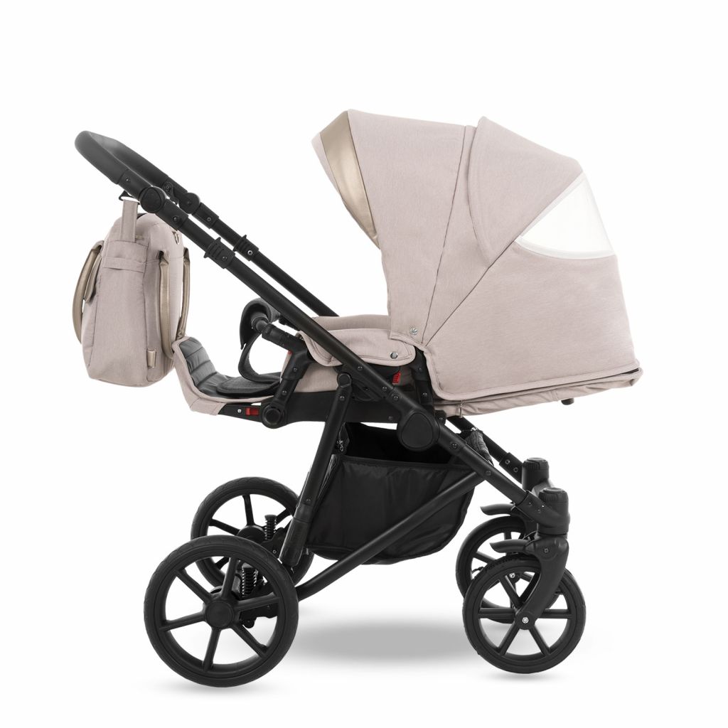 Коляска 2 в 1 Camarelo Ollio, Пудровый Меланж / Бежевая эко-кожа (03)