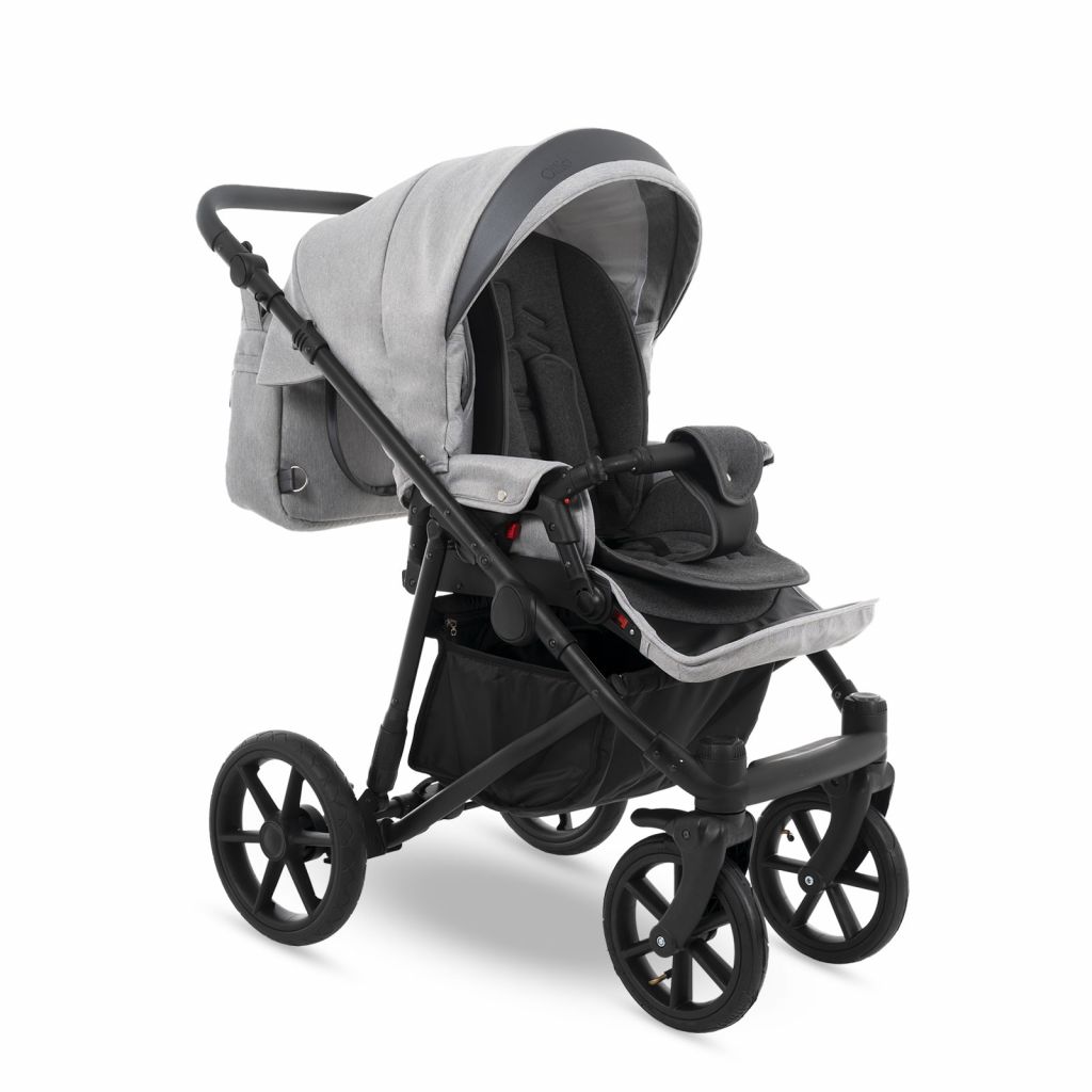 Коляска 2 в 1 Camarelo Ollio, Светло-серый меланж / Темно-серая эко-кожа (07)