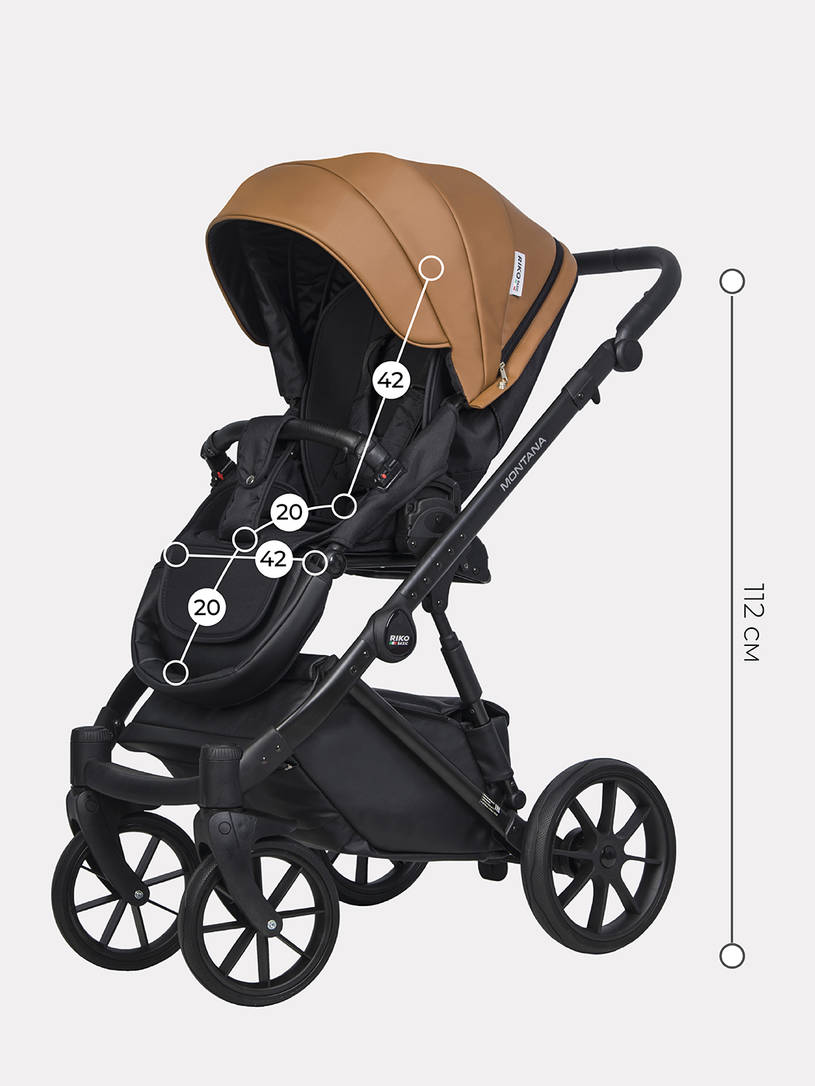 Коляска 2 в 1 Riko Basic Montana Ecco 18 caramel, коричневый