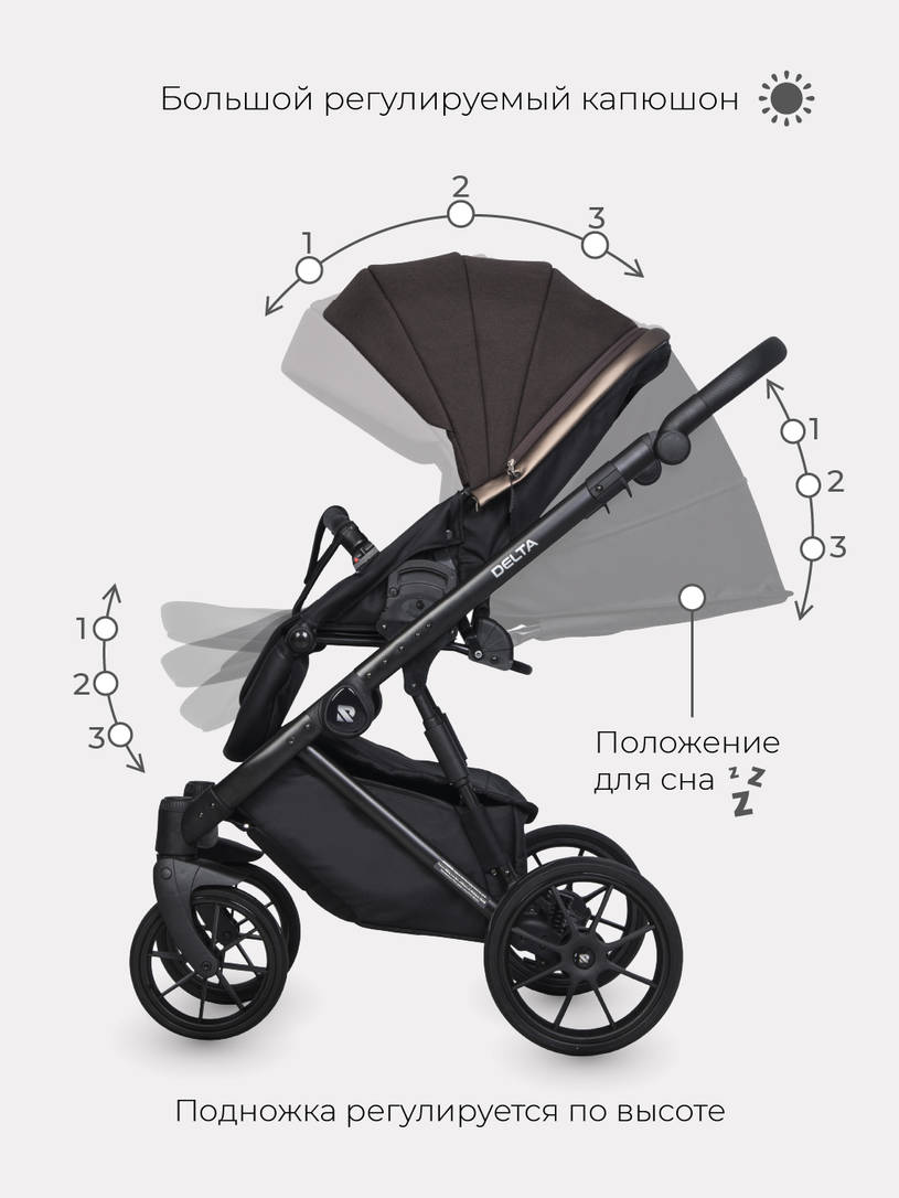 Коляска 2 в 1 RIKO BASIC DELTA 04 Chocolate