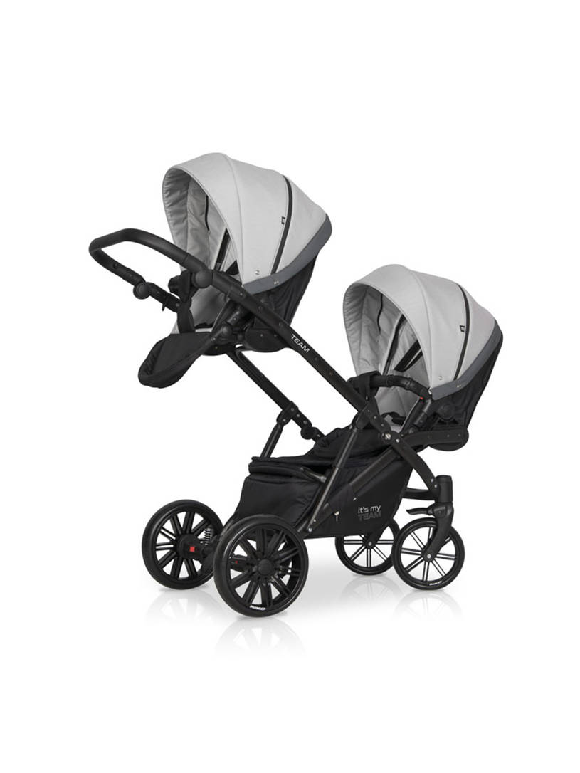 Коляска для двойни 2 в 1 Riko Team 2020 серый
