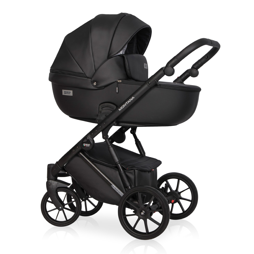Коляска 2 в 1 Riko Basic Montana Ecco 12 Black черный