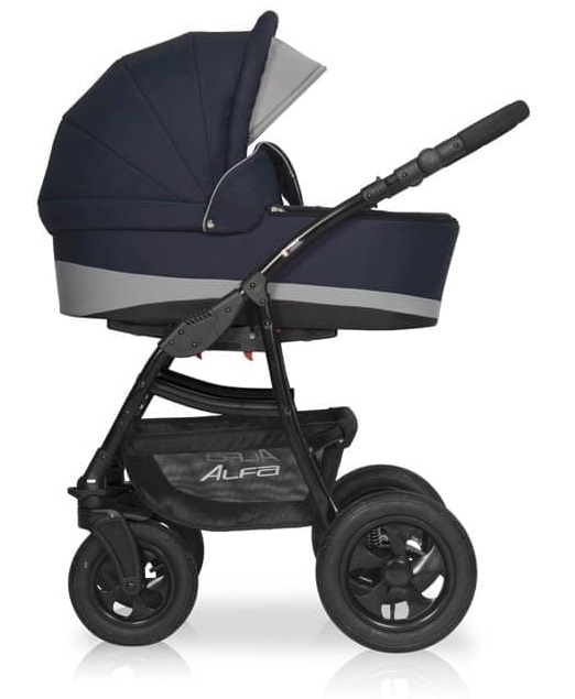 Коляска 2 в 1 Riko Basic Alfa 05 черно-серый