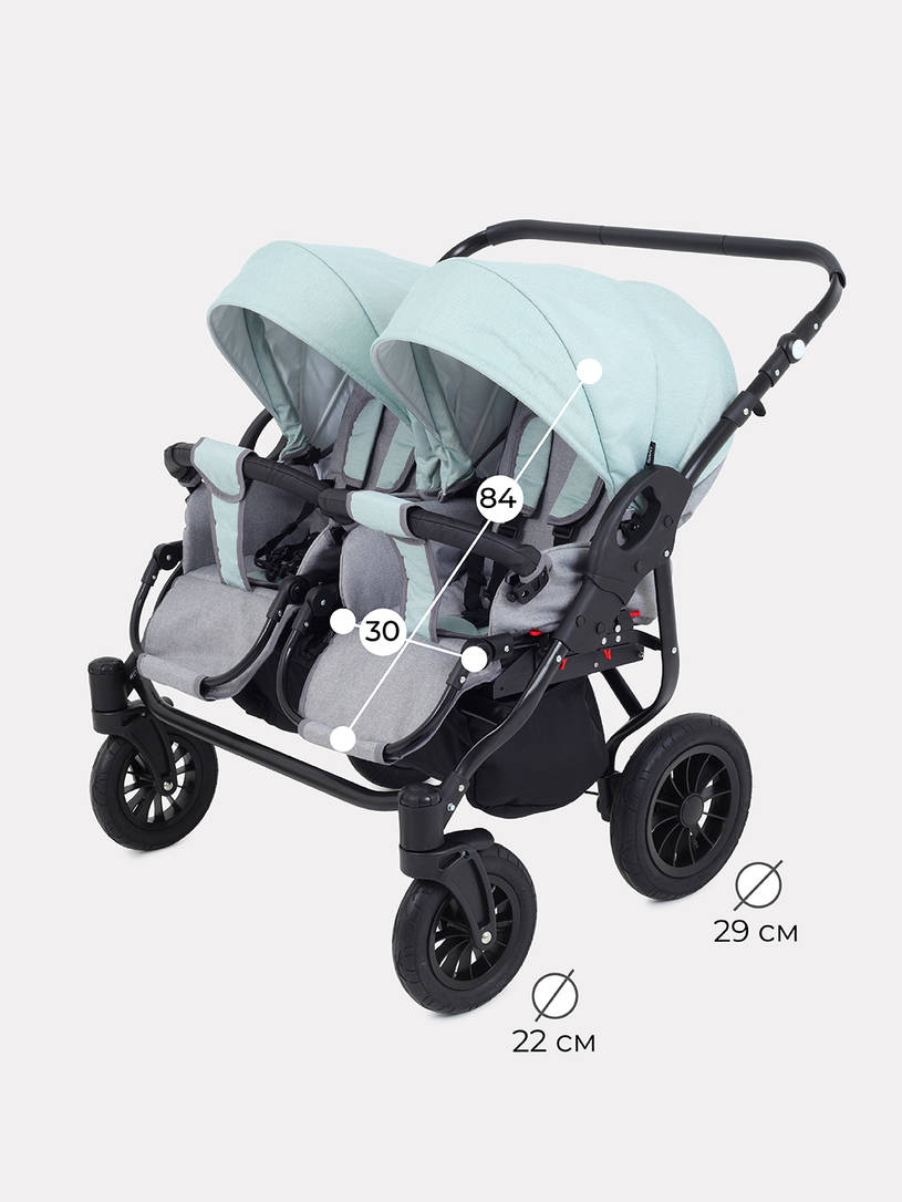 Коляска для двойни 2 в 1 Rant Siena Duo 08 серый-ментоловый