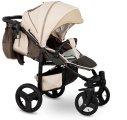 Прогулочная коляска Camarelo Elf экокожа черная рама светло-бежевый джинс/бежевый