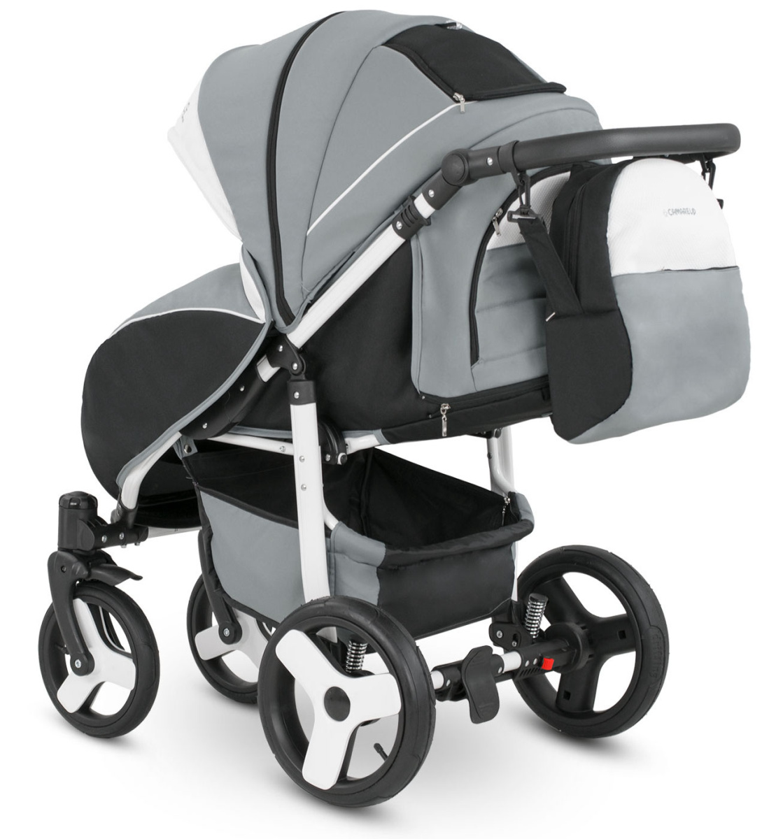 Прогулочная коляска Camarelo Elf белая рама светло-серый/черный