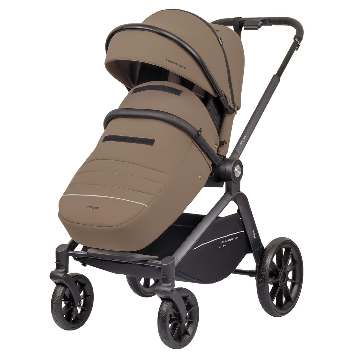Коляска 2 в 1 Indigo SOLAR темно-бежевый