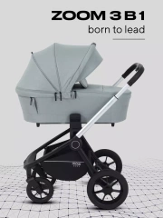 Коляска 3 в 1 Mowbaby Zoom Silver 2025 green tea