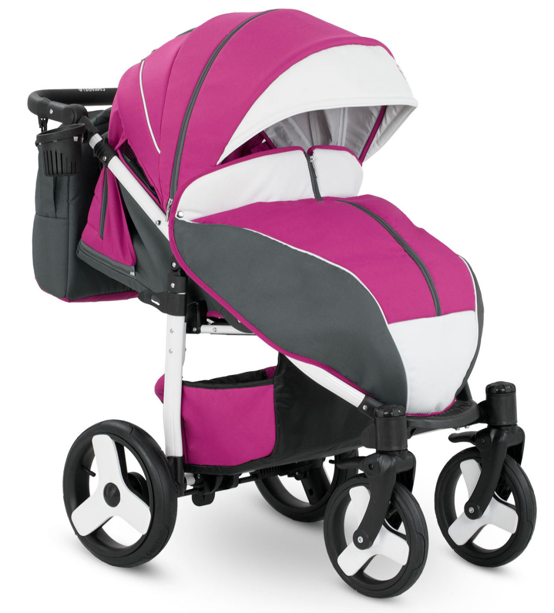 Прогулочная коляска Camarelo Elf белая рама фуксия/темно-серый