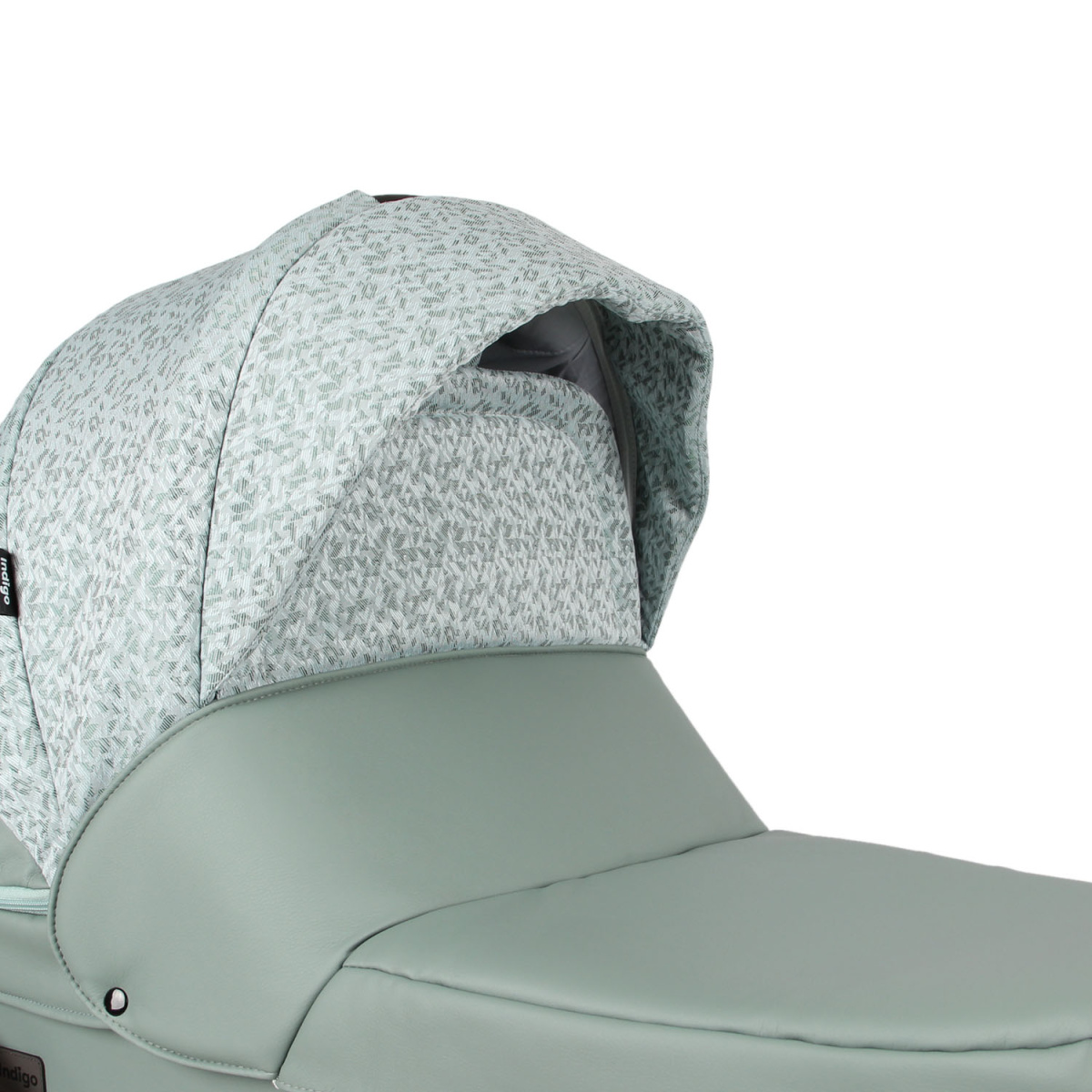 Коляска 2 в 1 Indigo MIO - Mi 06 (шалфей кожа+зеленый узор)