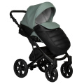 Коляска 2 в 1 Indigo Mio Eco, 05 (Черная кожа + Шалфей кожа)