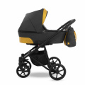Коляска 2 в 1 Camarelo Ollio, Темно-серый меланж / Желтая эко-кожа (06)