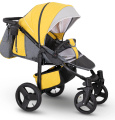 Прогулочная коляска Camarelo Elf экокожа черная рама желтый джинс/серый