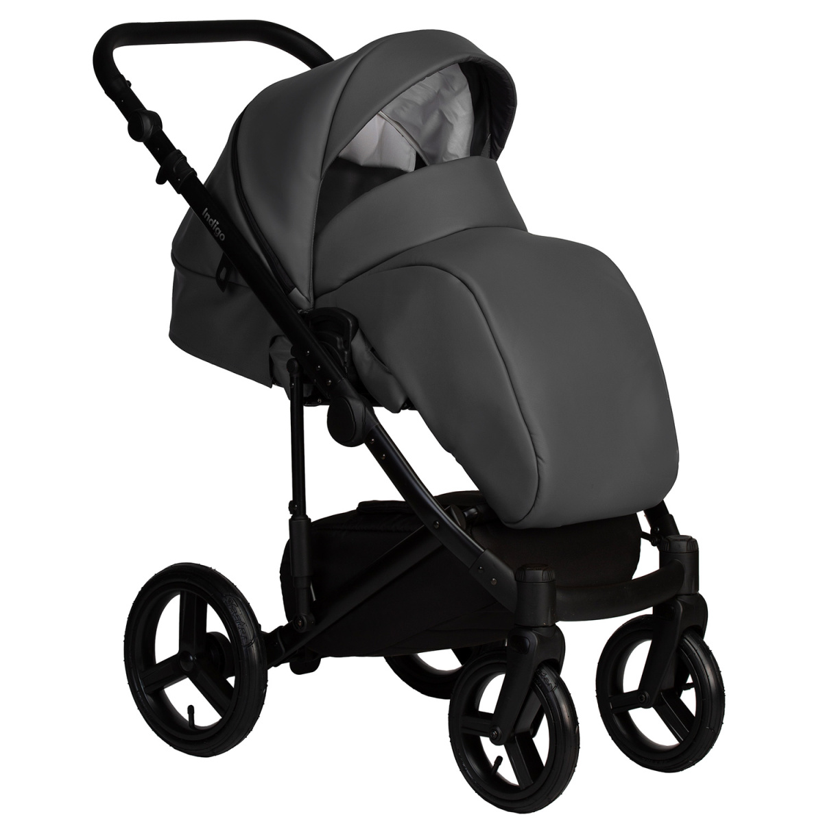 Коляска 2в1 Indigo LAMAR - La 07 (т.серая кожа)