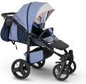 Прогулочная коляска Camarelo Elf экокожа черная рама синий джинс/серый