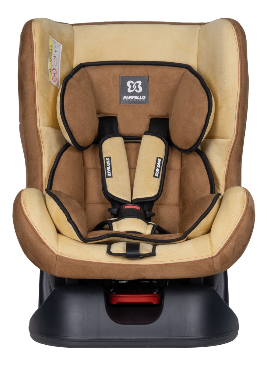 Автокресло детское Farfello GE-E велюр коричнево-бежевое brown+beige