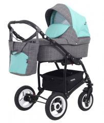 Коляска 3 в 1 Rant Nova 02 серый-мятный