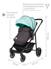 Коляска-трансформер 2 в 1 Rant Azure Star RA147 alu. Aruba Blue. Цвет: Голубой