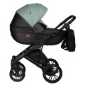 Коляска 2 в 1 Indigo Mio Eco, 05 (Черная кожа + Шалфей кожа)