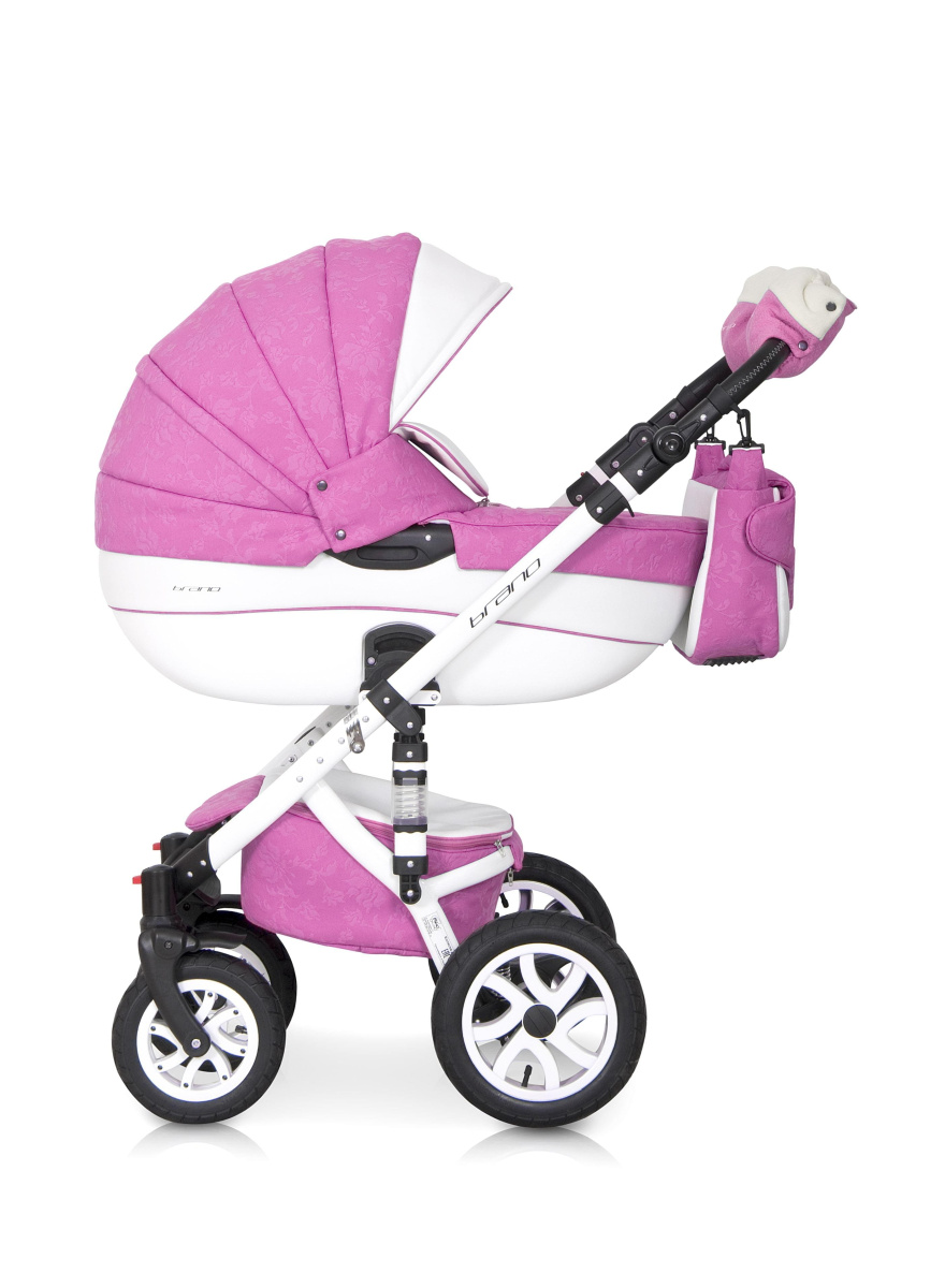 Коляска 2 в 1 Riko Bruno Ecco 18 бело-розовый