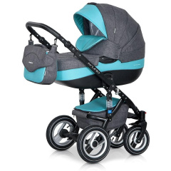 Коляска 3 в 1 Riko Bruno 09 серо-бирюзовый