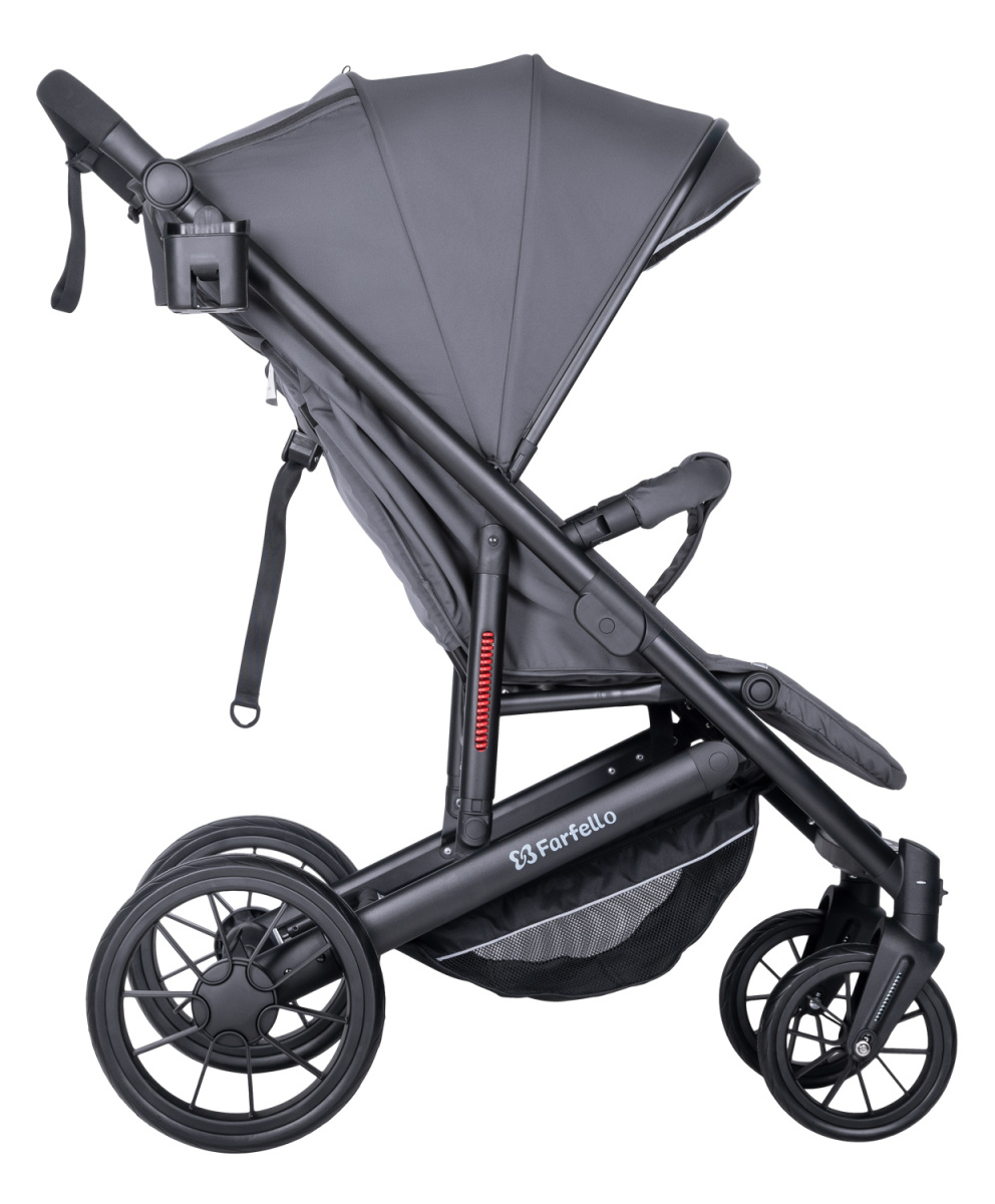 Коляска детская прогулочная Farfello Bonnie black (Smoke Grey/Дымчато-серый)