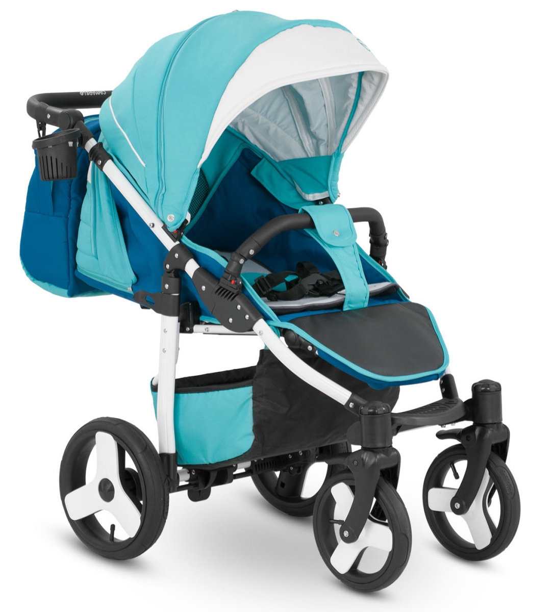 Прогулочная коляска Camarelo Elf белая рама бирюзовый/морская волна