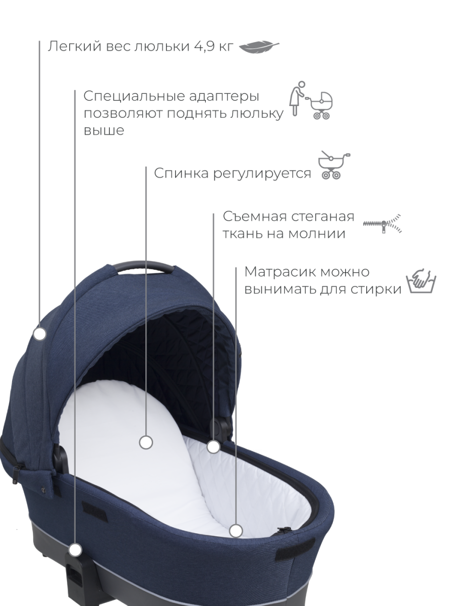 Коляска 3 в 1 Rant Flex Trends Blue jeans синий